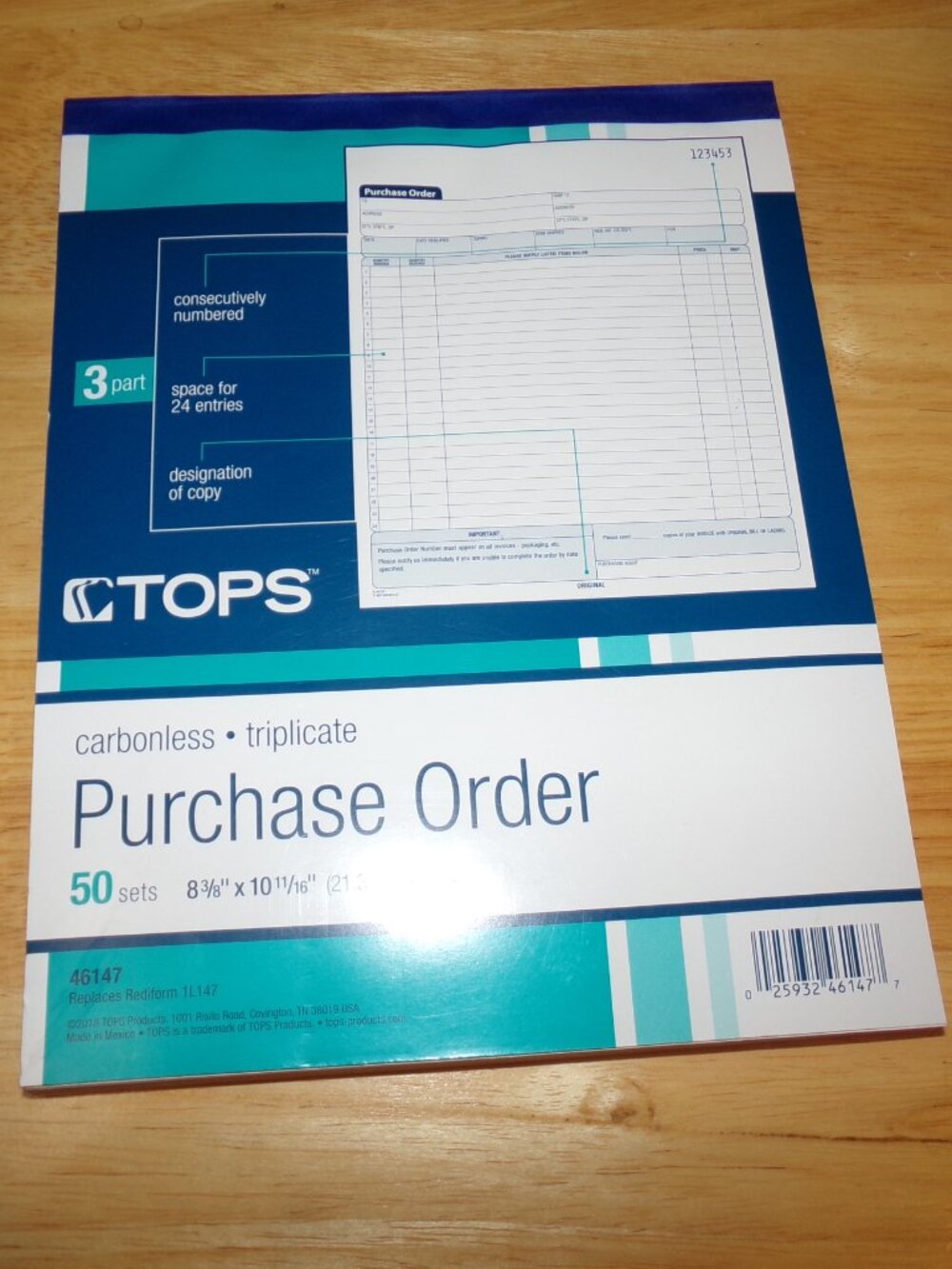 TOPS Office Supplies Purchase Orders Carbonless-tripicate 50 set